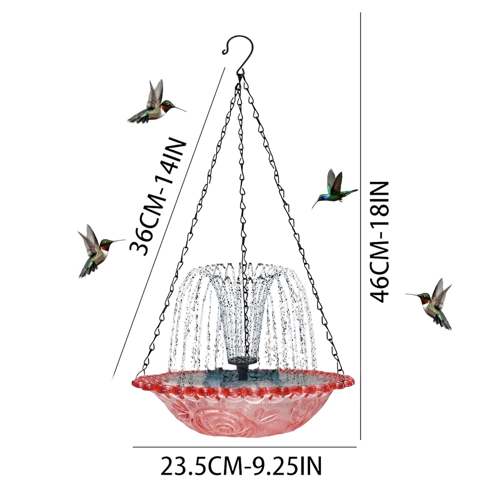 Solar Bird Bath Fountains Solar Powered Hummingbird Bath Bowl Bird Bath Bowl Bird Feeder Garden Hanging Birdbath for Bird Bath