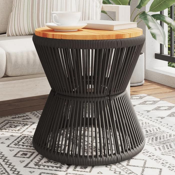 VidaXL Table basse avec base en fil de fer noir bois d'acacia massif, table latérale, table de salon, table d'accent, bout 365637