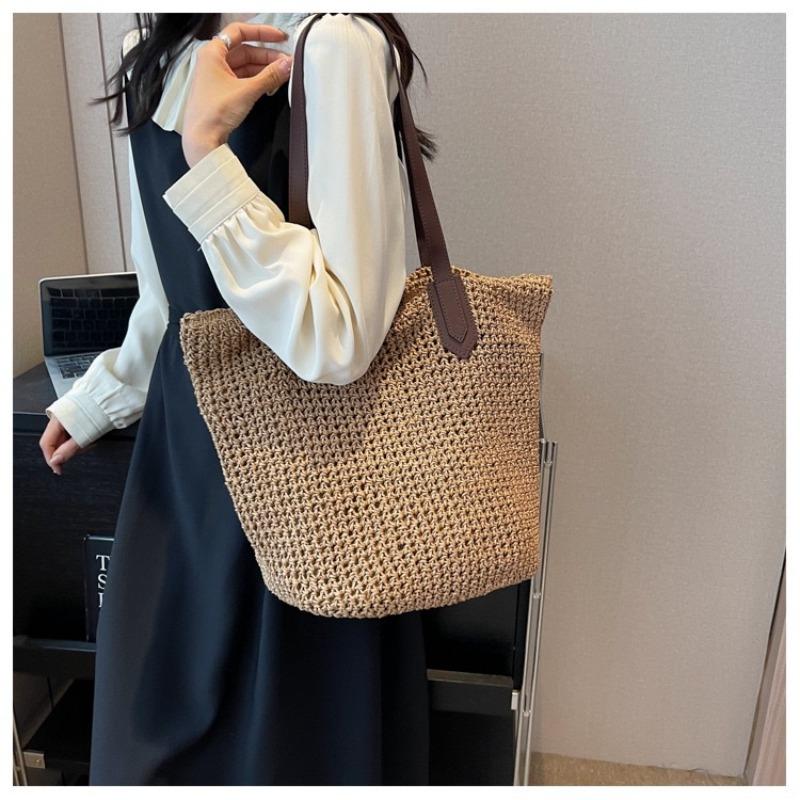 Neue Sommer Schulter Strohtasche Strohtasche große Kapazität Damen handgewebte Tasche Urlaub Strandtasche Tote Damentasche