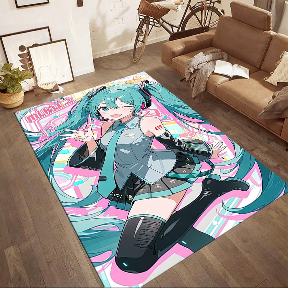 Hatsune Miku Style Square rugs are a great choice for living rooms, bedrooms, home décor, and as gifts.