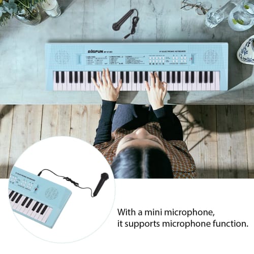 Btuty 61-Key Electronic Keyboard Piano Instrument with Microphone, Dual Power Modes, 6 Demonstration Songs, 5 Different Rhythms, Portable Piano Keyboa