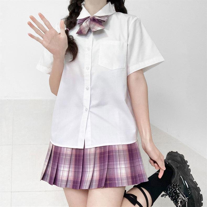 JK Academic Style Cream White Shirt - Autumn Top, Loose Fit, Plus Size, Long or Short Sleeve, Female Student Uniform