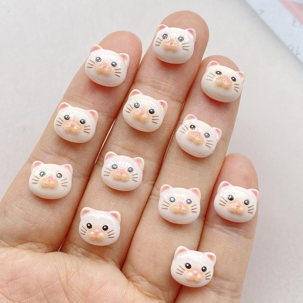 50Pcs Cute Cartoon Mini Cat, Little Fish Series Nail Art Resin Designer Charms DIY Craft For Nail 3D Decorations Jewelry