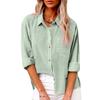 Women's Long Sleeve Button Solid Color Loose Shirt Casual Large Size Shirt
