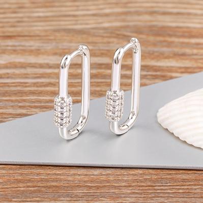 

Nidin Trendy Minimalist U Shaped Geometric Ear Hoop Piercing Earrings for Women Gold Silver Color Zircon Wedding Jewelry Gift срібний