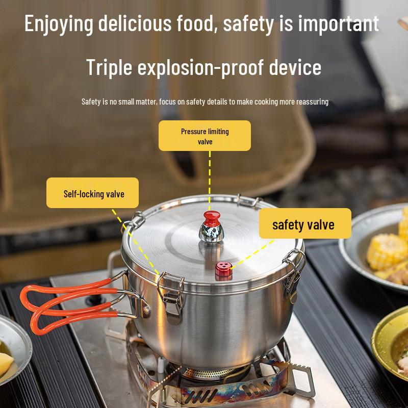 Stainless Steel Portable Outdoor Pressure Cooker - Multi-functional and Explosion-Proof for Camping