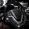 Universal 38CM Rhinestones Steering Wheel Cover with Crystal Diamond Sparkling Car Breathable Anti-Slip Steering Wheel Protector