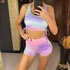 New Tie Dye Lace Up Shorts Female Swimsuit High Waist Bikini Women Swimwear Two-pieces Bikini set Bather Bathing Suit Swim V4969