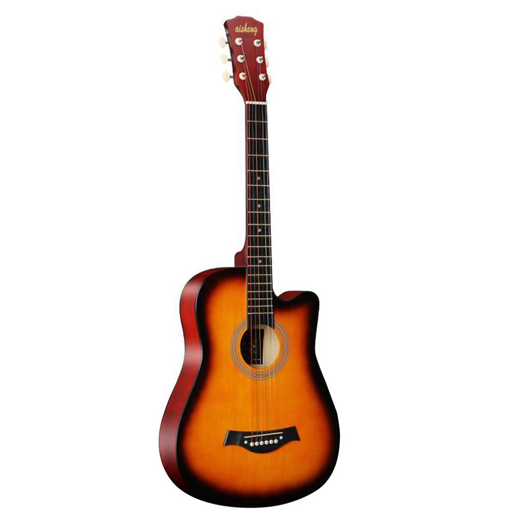 38 "" tamanho completo adulto 6 cordas cutaway folk violão para estudantes iniciantes (Preto)