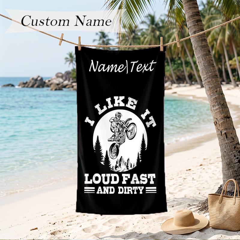 Cross Country Rider Custom Name Printed Beach Towel Personalized Soft Towel For Swimming Beach Travel