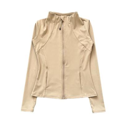 Yoga-Bekleidung Damen Sportoberteil Stehkragen Reißverschluss Langarm Slim Fit Lauf-Fitnessjacke Sportjacke