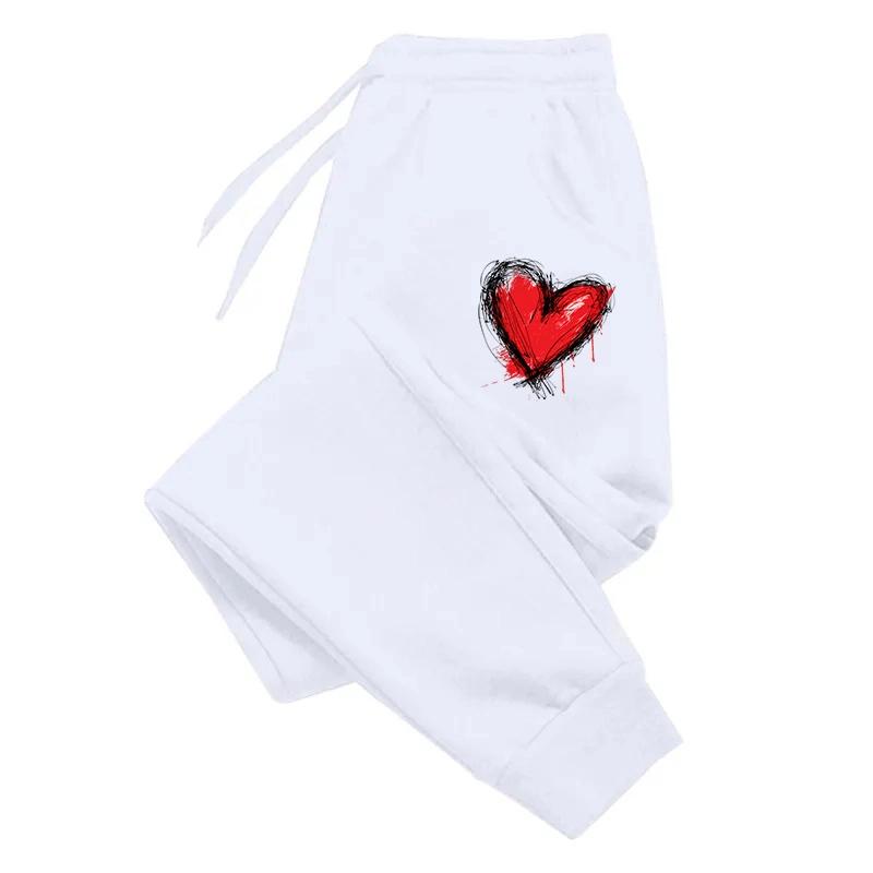 Womens Red Heart Printed Sweatpants Casual Trousers Fitness Jogging Sports Pants Outdoors Fashion Sportswear Daily Simple Pants