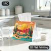 1pc Tissue Box, Paper Cut Desert Sun Warm Pattern, 2D Flat Printing, Blocks Dust, Built To Last, Tissue Pouch, for Formal Meals