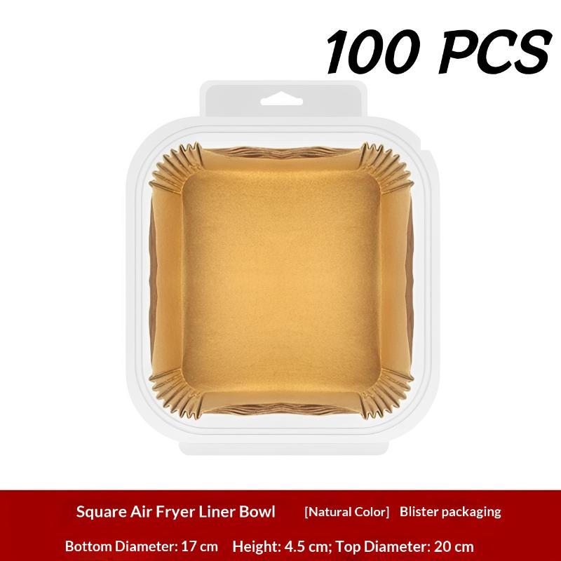 50/100/150/200Pcs Air Fryer Paper Liner Square Air Fryer Reusable Non-Stick Parchment Papers Oil-Absorbing Paper Air Fryers