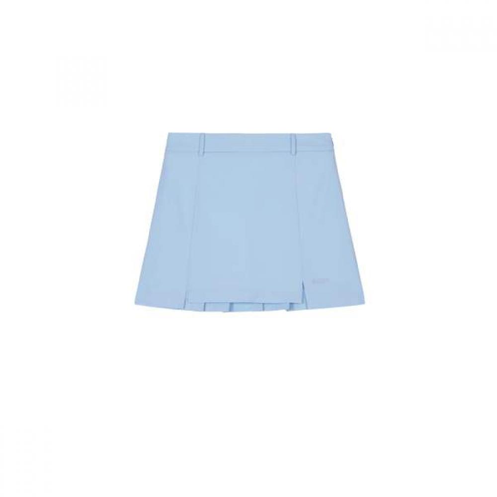 Goxo Sky Blue Back Pleats Slit Skirt S