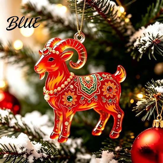 Decorative Hanging Ornaments for Tree 2PCS Christmas Goat Ornaments 2D Acrylic Festive Party Supplies Pendants Lightweight Holiday Home Decor