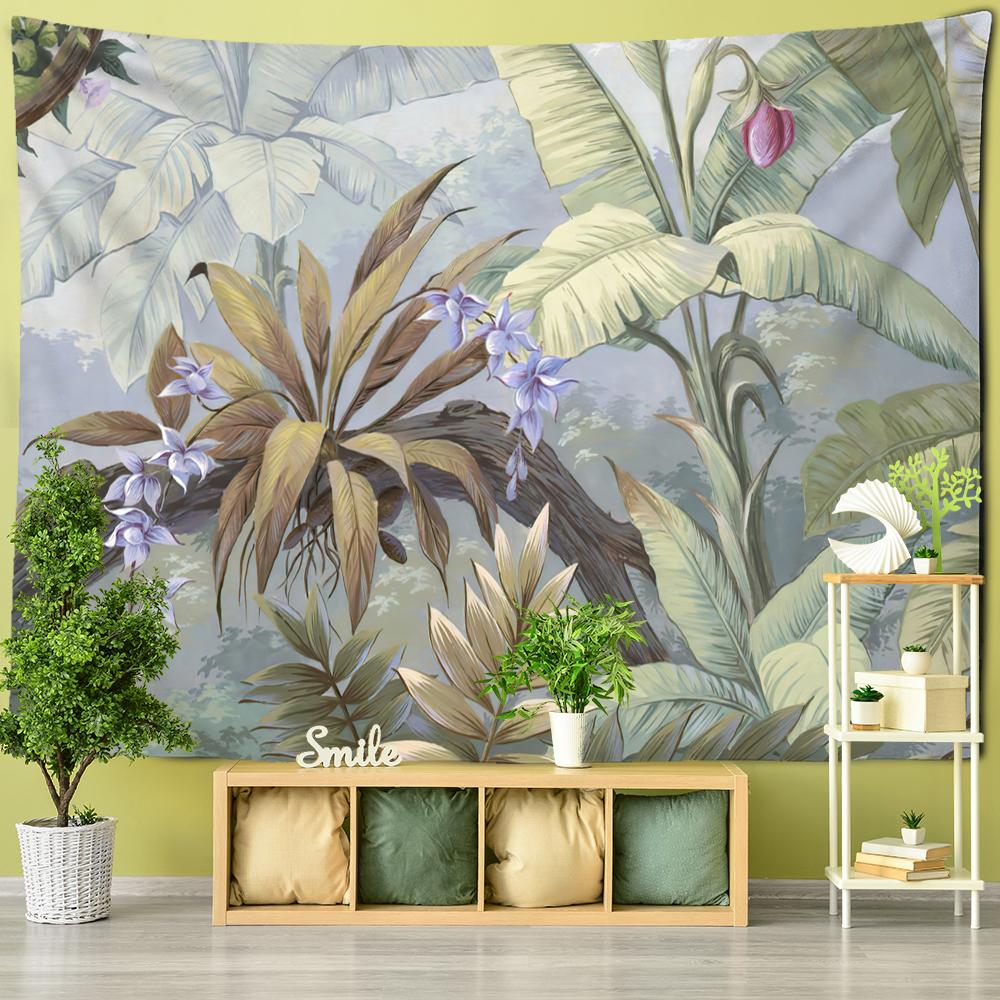 Forest Hut Tapestry Wall Hanging Oil Painting Background Cloth Printing Psychedelic Witchcraft Bohemian Decor