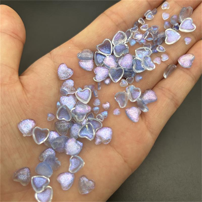 50PCS Accessories Resin Kawaii Nail Art Charms Cartoon Heart Nail Decorations Mixed Size Bulk Manicure Rhinestones Jewelry DIY