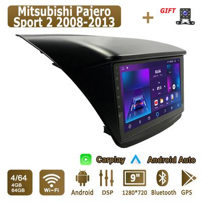 Autoradio Android Carplay pour Mitsubishi Pajero Sport 2 2008-2013 Lecteur multimédia Unité principale Stéréo Navigation GPS BT WIFI 4 + 64 Go
