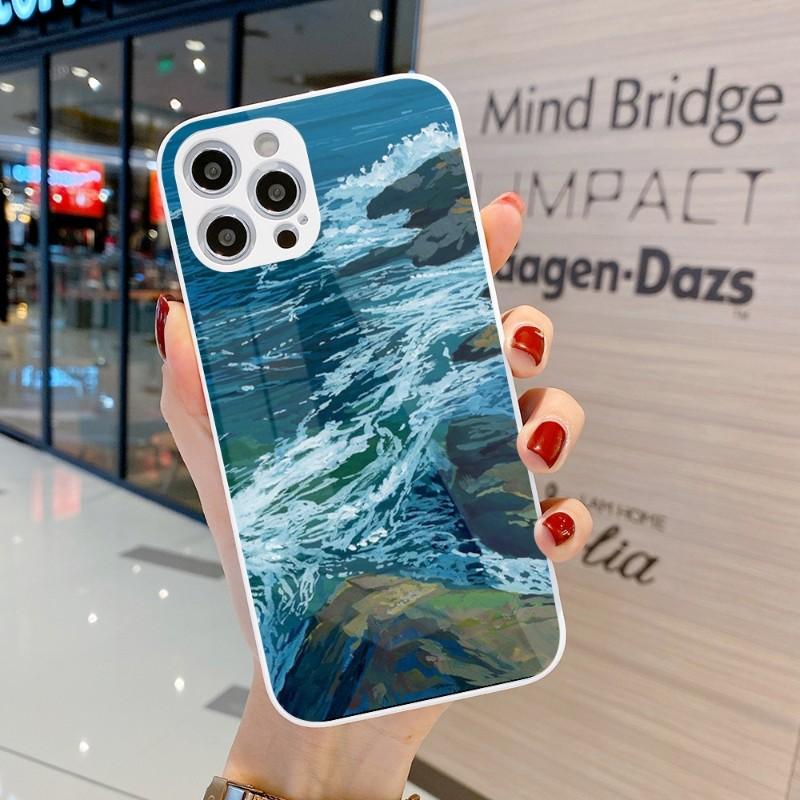 

Крутой чехол для телефона с живописью для iPhone 14 13 12 11 Pro Max X XR XS 8 7 Plus, цветной чехол для телефона из жидкого стекла iPhone 11 Pro Max