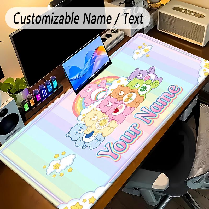 Large Mouse PadCare Bears Custom Name Text Personalized Desk Mat Non Slip Gaming Pad