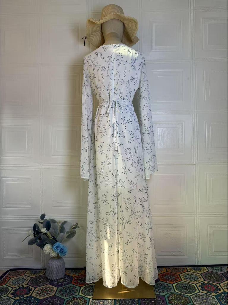 2025 Spring Elegant Floral Long Sleeve Dress for Women - Soft, Sweet, and Comfortable