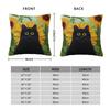 Black Cat Dandelions Pillowcase Polyester Linen Velvet Pattern Zip Decor Sofa Seater Cushion Case