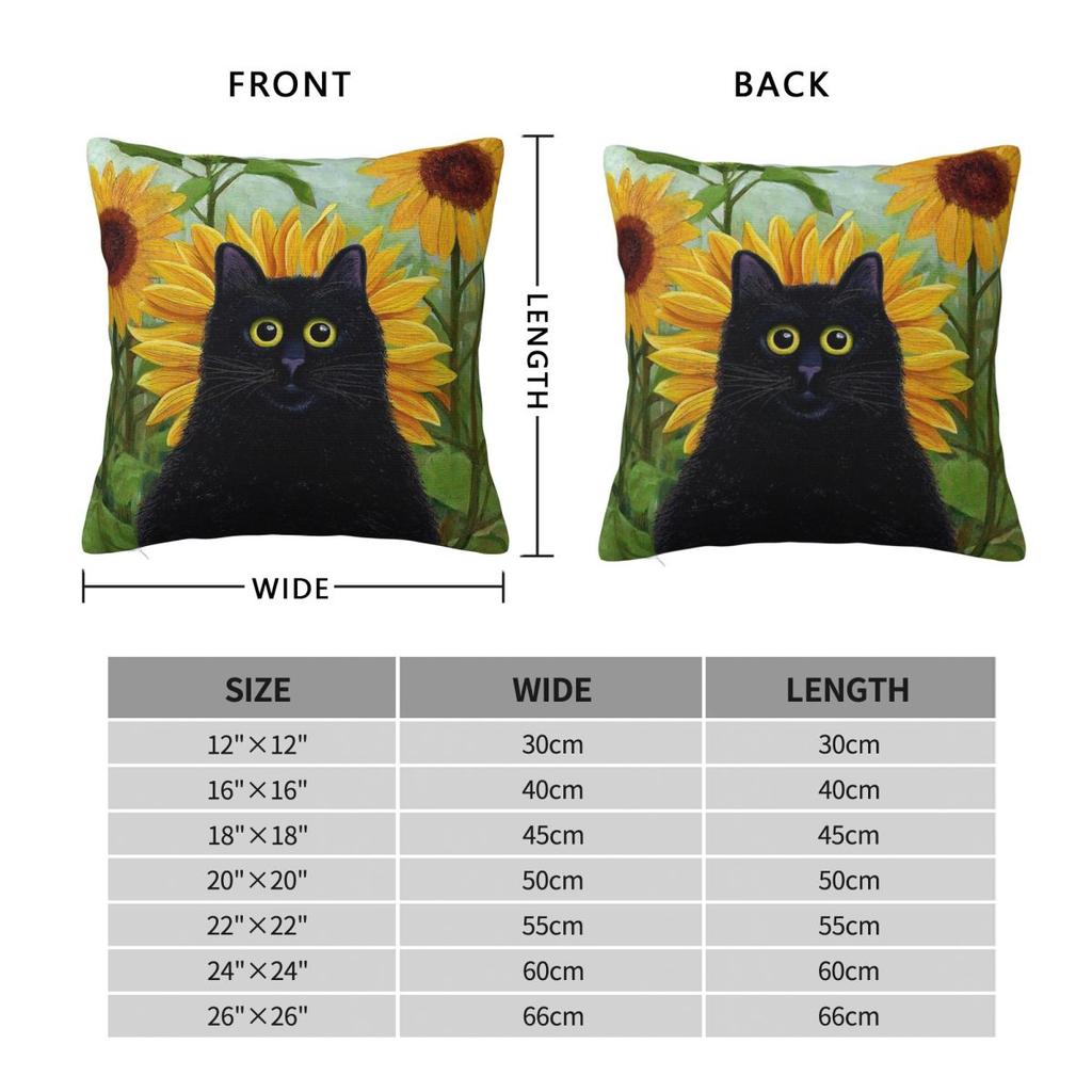 Black Cat Dandelions Pillowcase Polyester Linen Velvet Pattern Zip Decor Sofa Seater Cushion Case