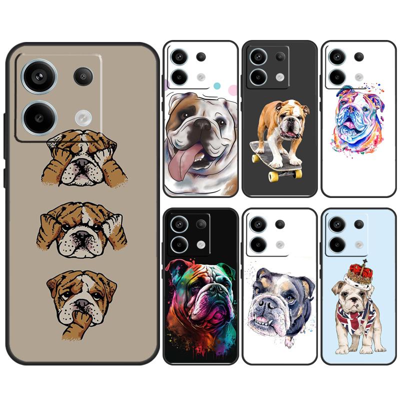 British Bulldog Case For Xiaomi Redmi Note 13 Pro 12 11 8 9 10 Redmi Note 12S 11S 10S 9S 10C 12C 13C Cover