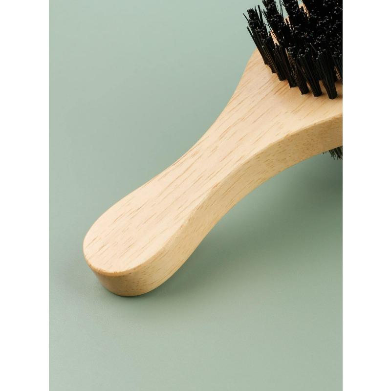 1pc Dual Side Wooden Beard Brush With Bristles & Nylon Bristles For Men's Beard Care, Hair Styling, Cleaning & Multifunctional Wood Handle Hair Tools