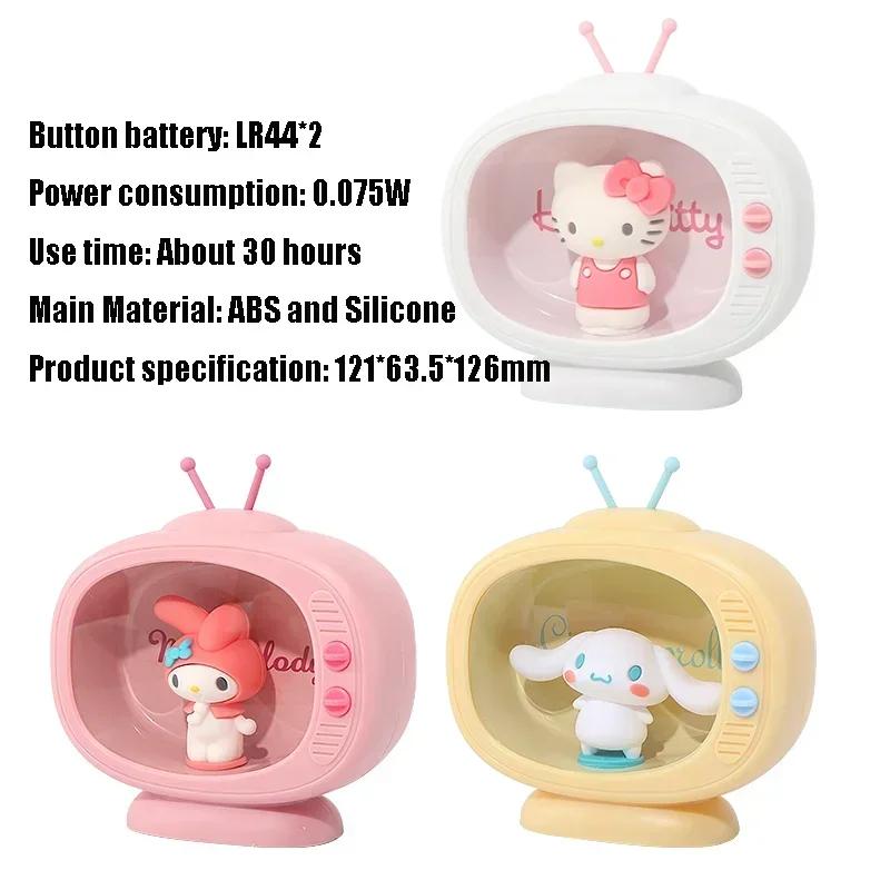 Kawaii Sanrio Anime Figure Cinnamoroll Night Light My Melody Hello Kitty Desktop Tv Model Decorate Ambient Light Gift for Girls