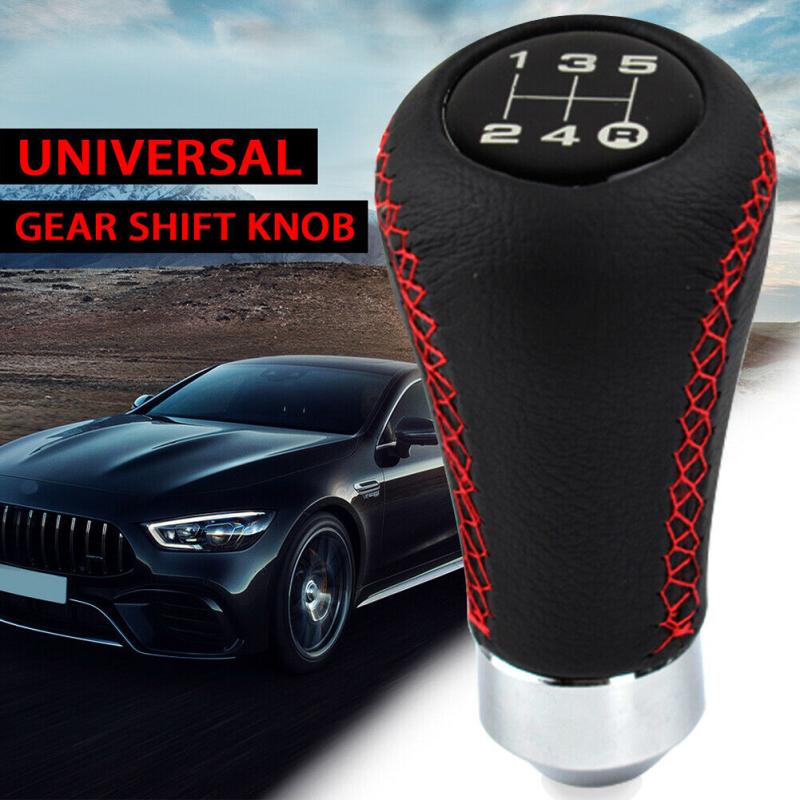 Manual 5 Speeds Car Universal Shifter Leather Gear Stick Shift Knob Kit With Hose Bolt Wrench