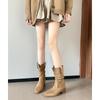 Spot~ Martin boots, small inner height-increasing boots, women's new spring high-heeled mid-tube short boots, stacking boots