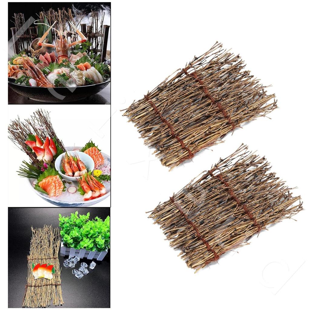 Sashimi Display Bamboo Blinds, Sashimi Serving Display, Sushi Restaurant Decoration, Japanese-Style Party Table Decoration (17*11cm, 6 Pieces)