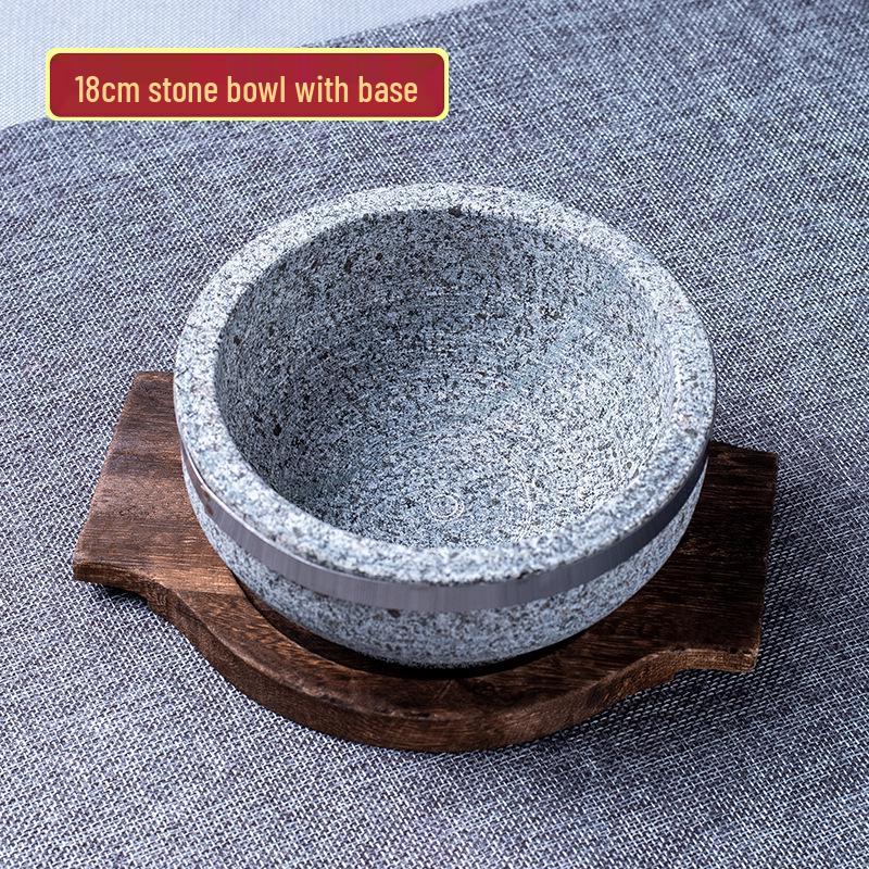 Korean Bibimbap Stone Bowl - Durable Natural Stone Earthenware for Cooking