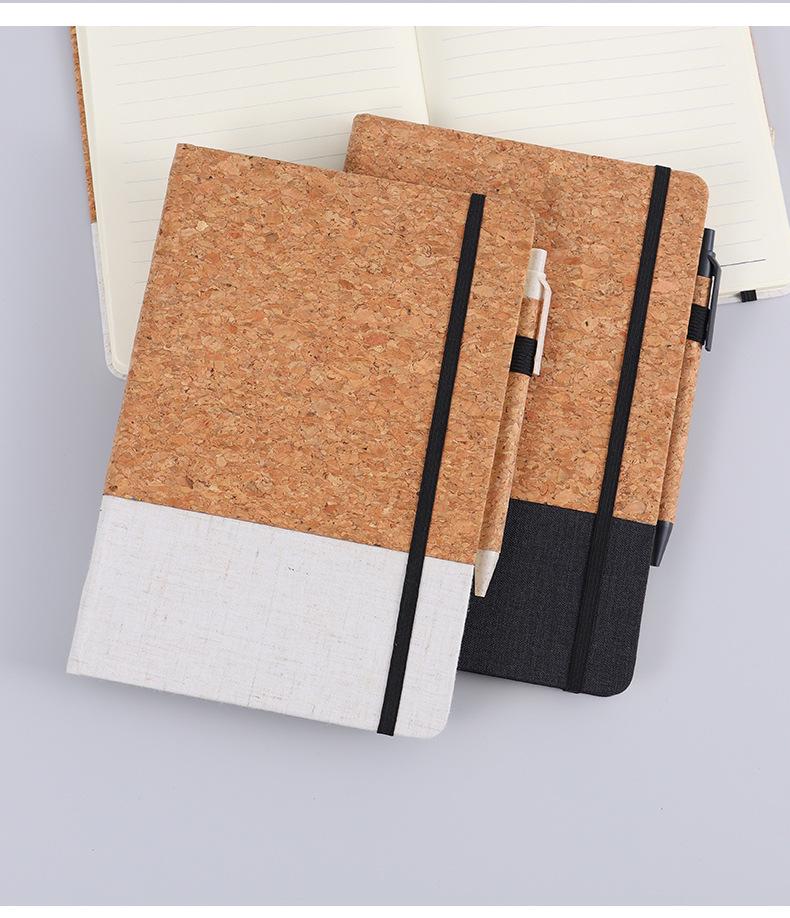 A5 Coffee Cork Texture Notebook Gift Set with Custom Logo Printing