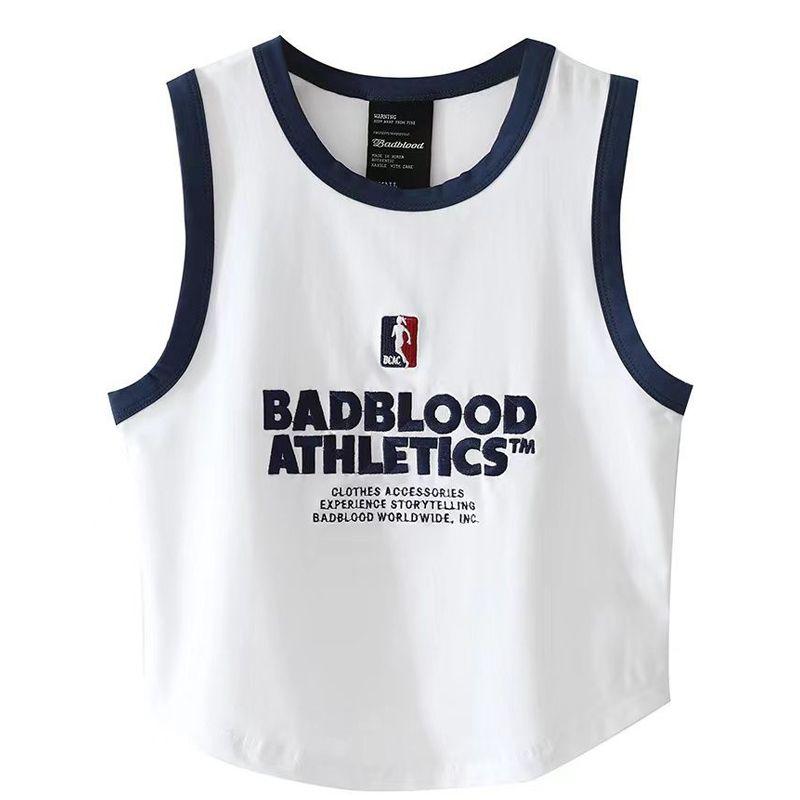 Camisole Short South Korea Badblood Outwear Base Embroidery Sleeveless American Sexy T-shirt for Women Trendy