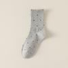 Female Autumn and Winter New Embroidery Bow Lace Polka Dot Wicking in The Tube Stack Socks