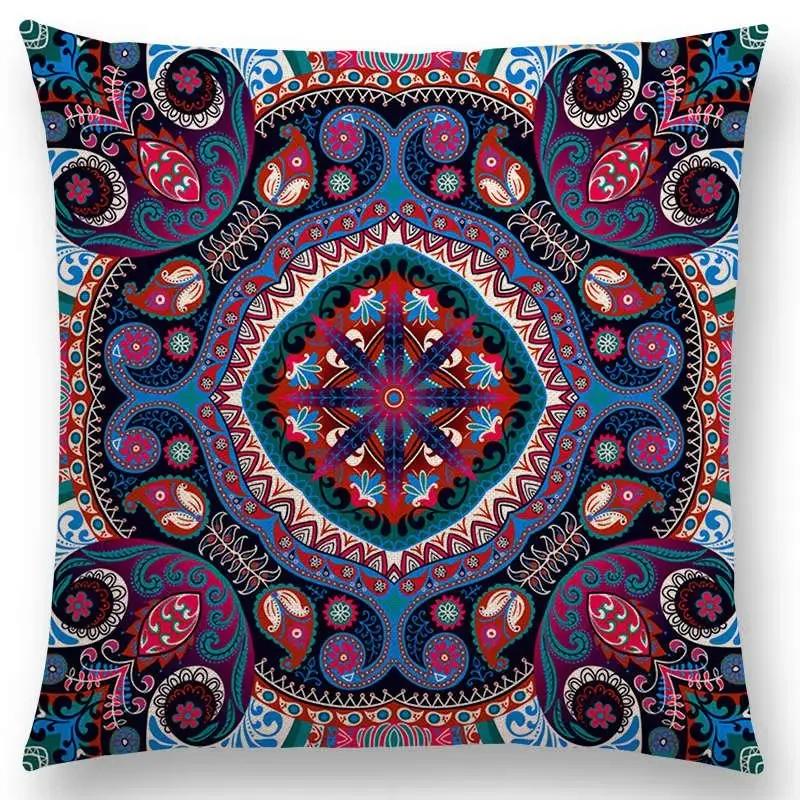 Newest African Animal Symbol Block Pillow Case Boho Geometric Floral Pattern Paisley Mandela Flowers Cushion Cover