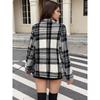 Winter Fall Christmas Red Plaid Long Sleeve Blazer Jacket Women's Fashion Outerwear