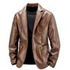 Leather jacket spring and autumn suit men's leather jacket slim-fitting thin casual small suit jacket trendy