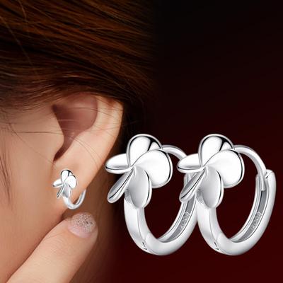 Orecchini da donna alla moda coreana eleganti antiallergici in argento 925 placcato, piccoli e carini, semplici, a cinque foglie, con fiori, gioielli per le orecchie femminili, orecchini vintage, regali