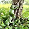 Cute Frog Figurine 2 Funny Ladder Statue Frogs Climbing Waterproof Resin Garden