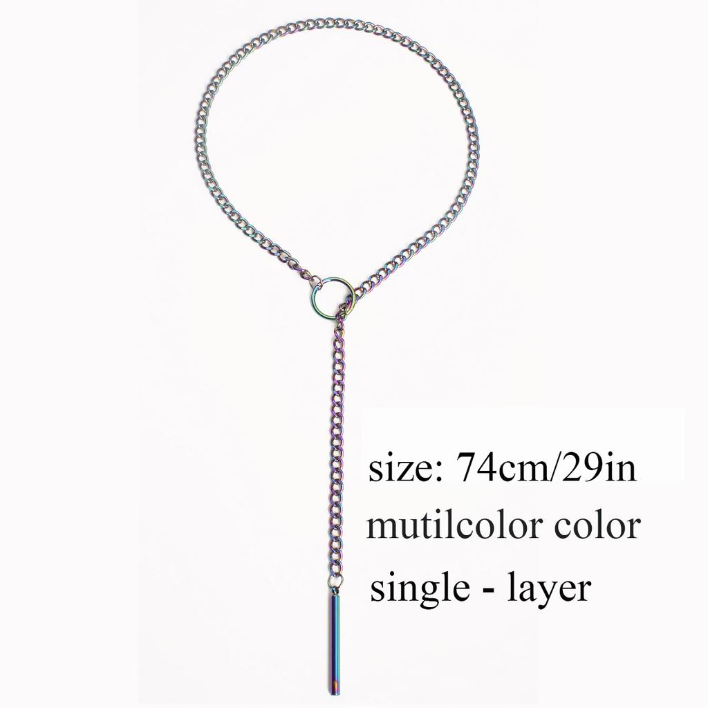 Collana Lunga Nera a Catena con Ciondolo a Barra Gotico Choker da Donna Lariat Collana a Strati Estetica Alternativa Gioielli