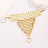 Simple Golden Finger Bracelet Retro Hollow Geometric Pendant  Belly Dance