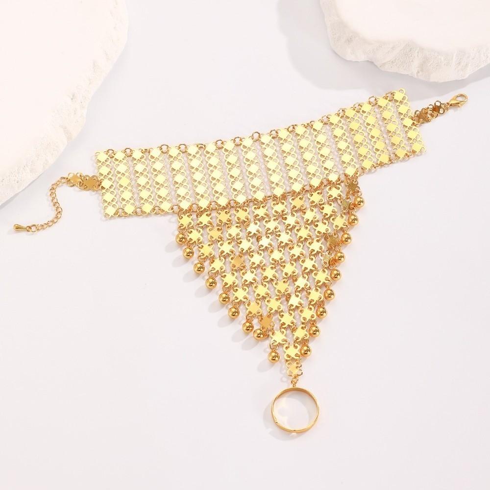 Simple Golden Finger Bracelet Retro Hollow Geometric Pendant  Belly Dance
