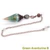 Antique Silver Seven Chakra Crystal Pendulum with Semi-Precious Chips and Resin Hexagonal Cone Pendant