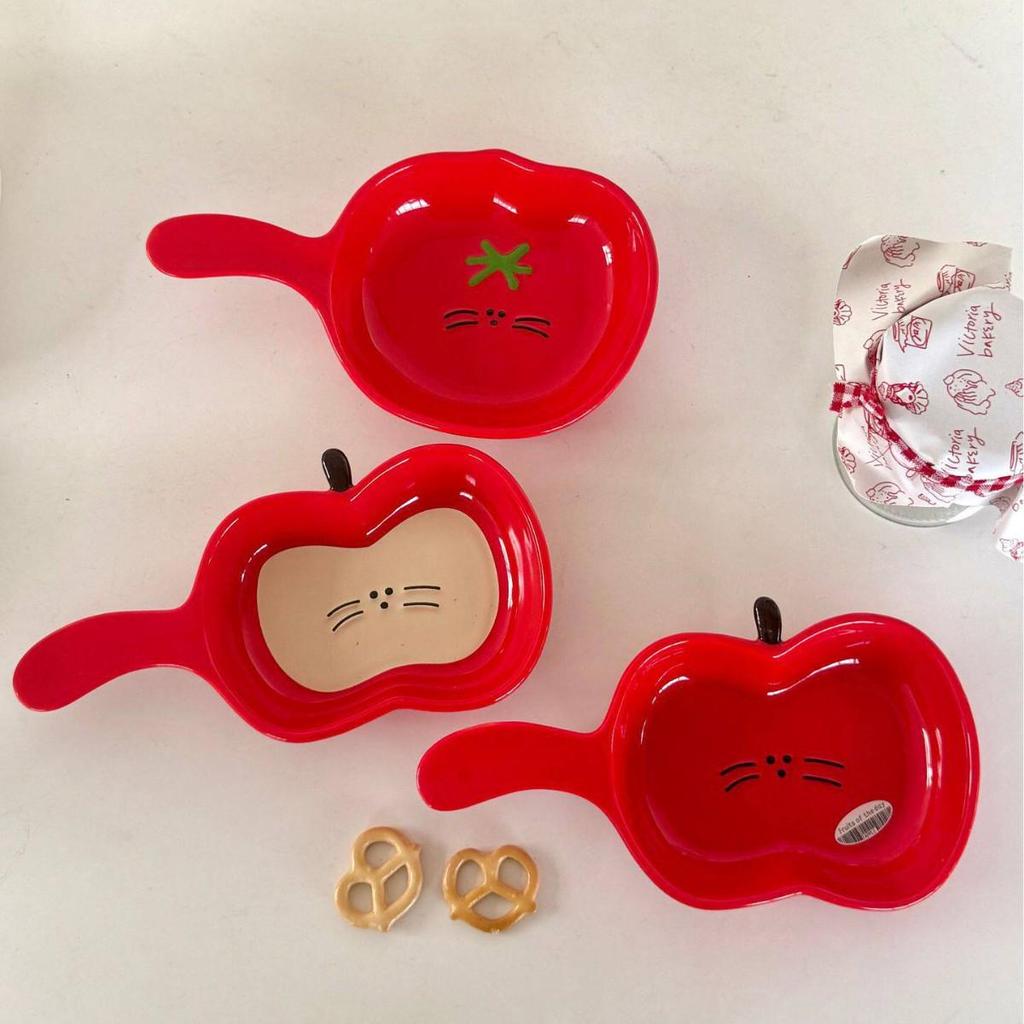 High-Value Cute Cartoon Baking Pan & Ceramic Apple Plate with Handle for Home & Pet Use