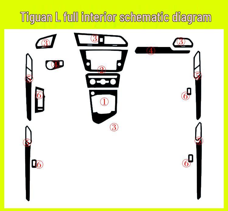 Carbon Fiber Interior Stickers for Custom 17-19 Tiguan: Gear Shift, Center Console, Door Panel Décor.