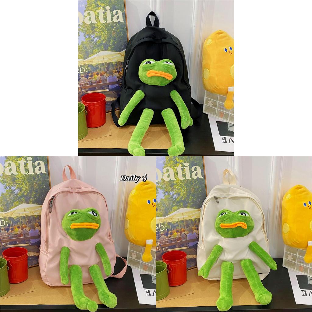 Cartoon-Frosch-Rucksack für Kinder und Jugendliche, Oxford-Stoff, lässige Schultasche mit Luftstrom-Komfort